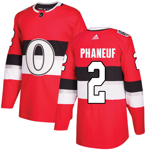 Adidas Senators #2 Dion Phaneuf Red Authentic 100 Classic Stitched NHL Jersey - Click Image to Close